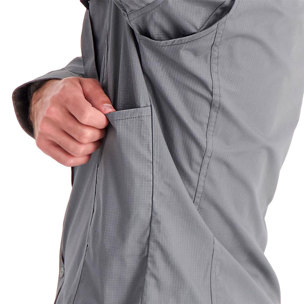 DuraDrive Men's HERO RED LABEL Grey Ripstop Long Sleeve Work Shirt