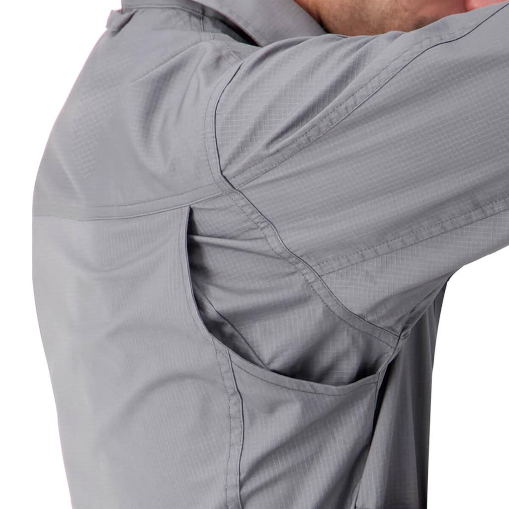 DuraDrive Men's HERO RED LABEL Grey Ripstop Long Sleeve Work Shirt