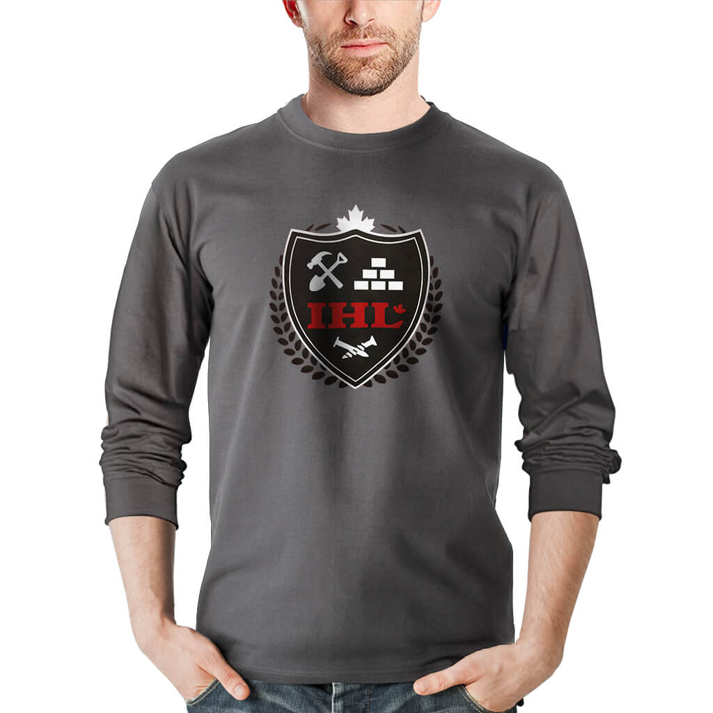 IHL Men's ELITE Grey Long Sleeve T-Shirt