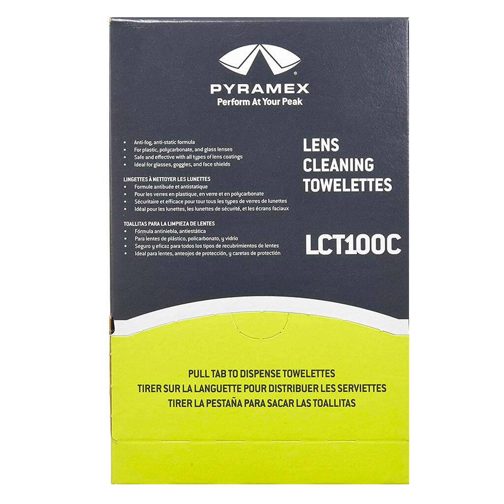 Pyramex LCT100 Pre-Moistened Lens & Glass Cleaning Wipe Towelettes (100-Pack)