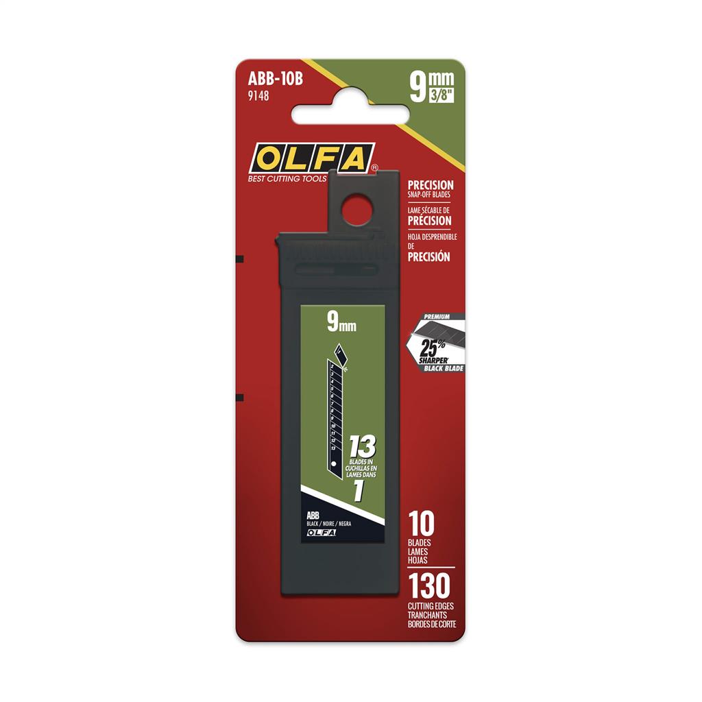 OLFA ABB-10B 9 mm Black Ultra-Sharp Snap-Off Blade (10-Pack)