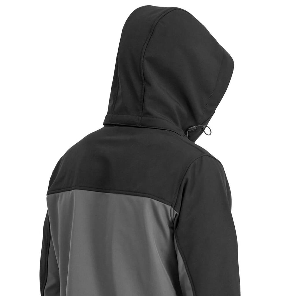 DuraDrive Men's FIGHTER GREEN LABEL Black and Grey Water Resistant Hooded Softshell Jacket