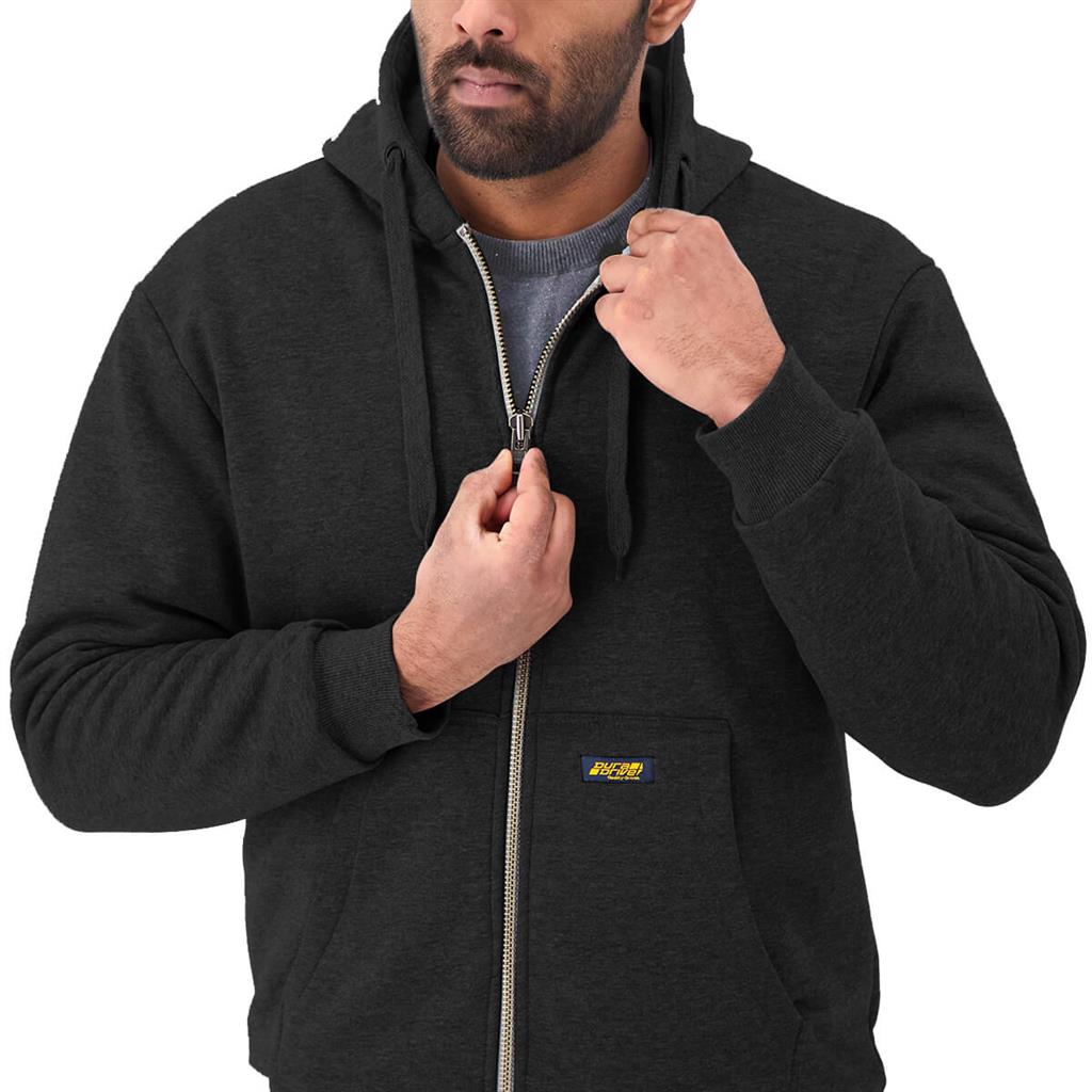 DuraDrive Black Label Waffle Lined Zipper Black Hoodie