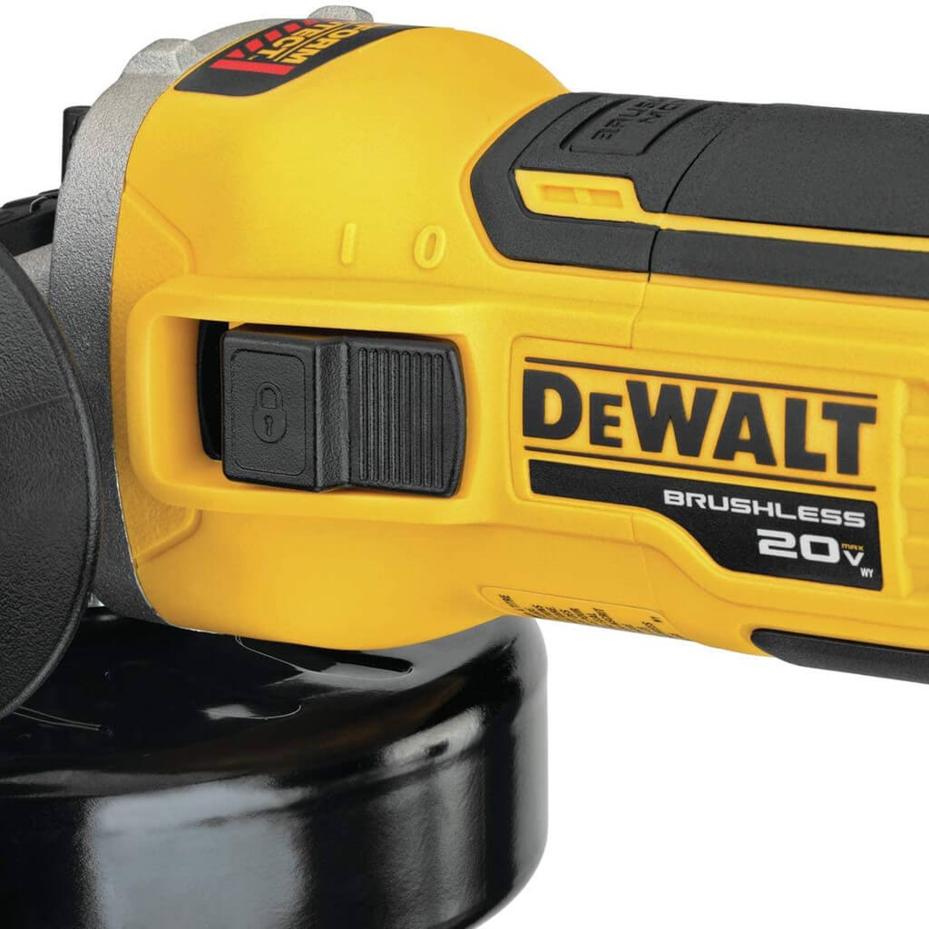 DEWALT DCG405B 20-Volt MAX XR Lithium-Ion 4-1/2 in. Brushless Slide Switch Small Angle Grinder With Kickback Brake (Tool Only)