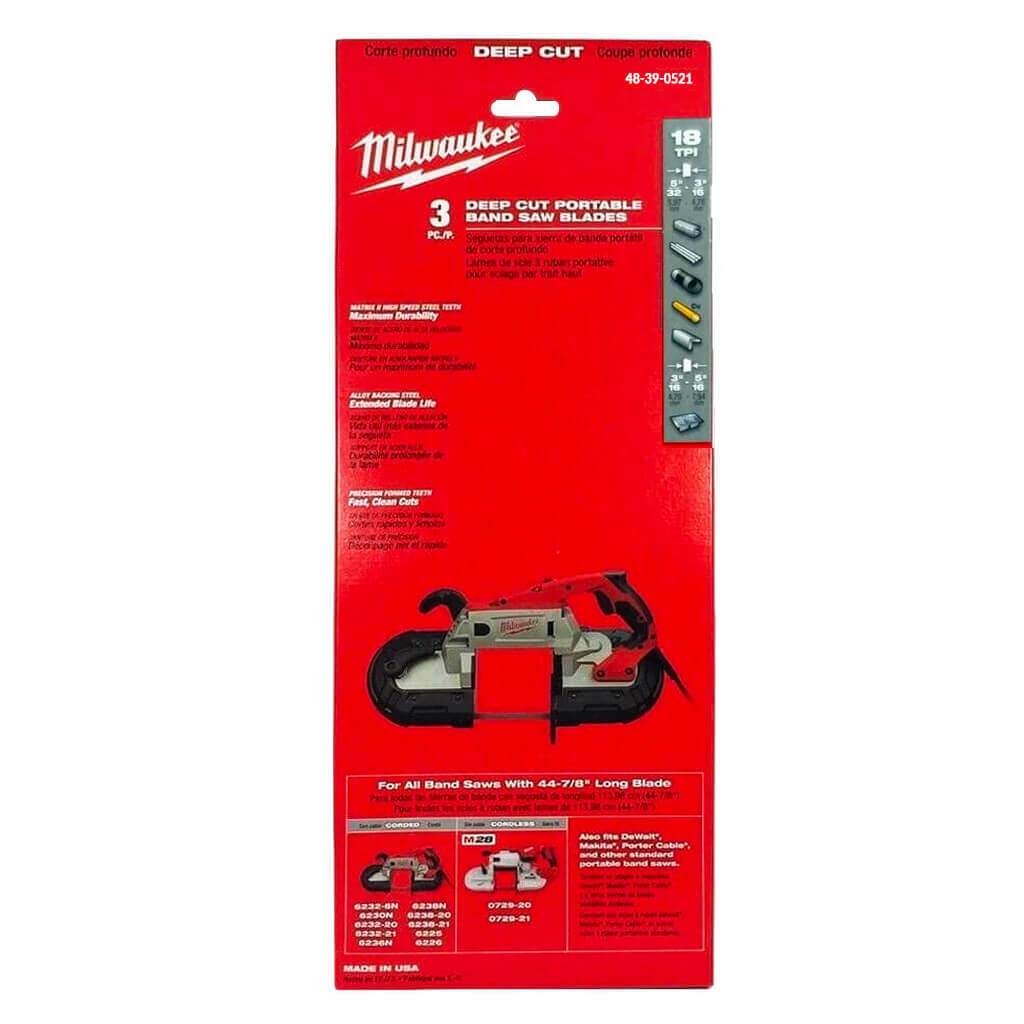 Milwaukee 48-39-0521 44-7/8 in. 18 TPI Thin Metal Band Saw Blade (3-Pack)