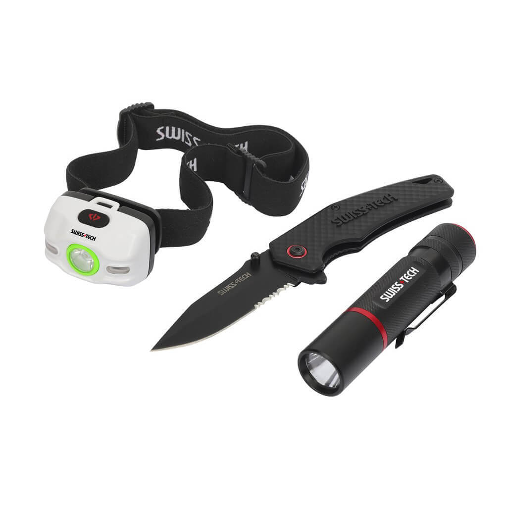 SWISS+TECH ST001046 Knife and Flashlight Set (3-Piece)