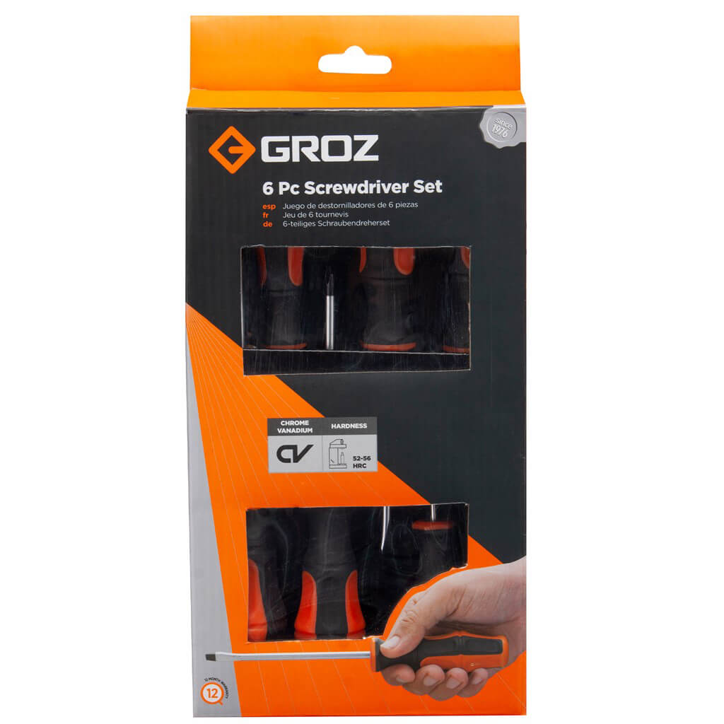 GROZ SCDR/R/6/ST Chrome Vanadium Screwdrivers Set (6-Piece)