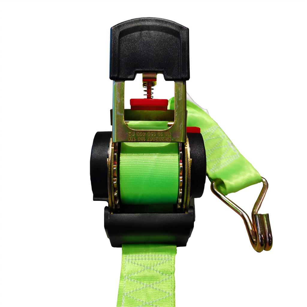 Gekko AH-606 2 in. x 15 ft. 1,100 lb. Working Load Limit Spring Retractable Ratchet Tie Down Strap with J-Hooks