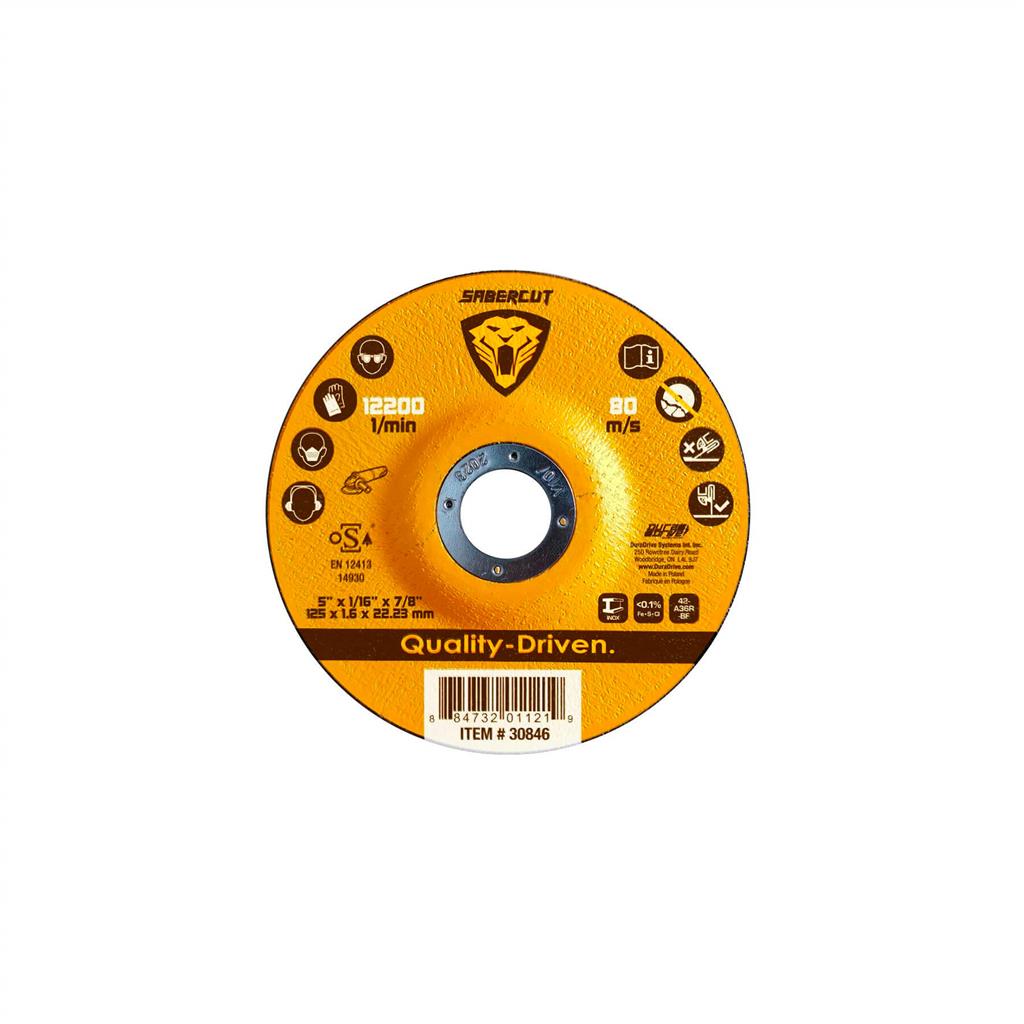 SABERCUT 5 in. x 1/16 in. x 7/8 in.  Depressed Centre Metal Cut-Off Wheel