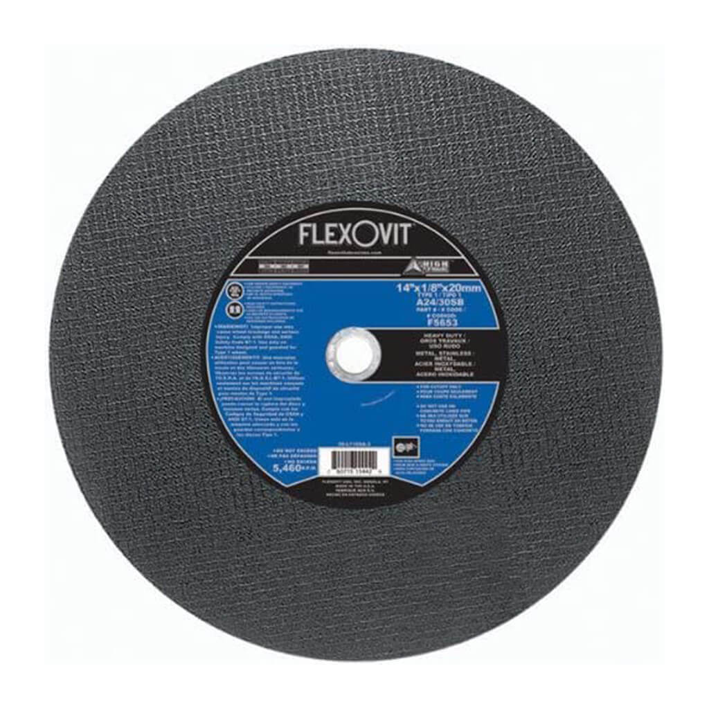 Flexovit F5653 14 in. x 1/8 in. x 20 mm Type-1 Cut-Off Abrasive Metal Cutting Cut-Off Blade