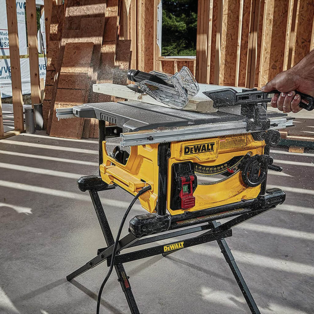 DEWALT DWE7485+DW7451+DWA181440 8-1/4 in. Compact Jobsite Table Saw with Stand and Blade