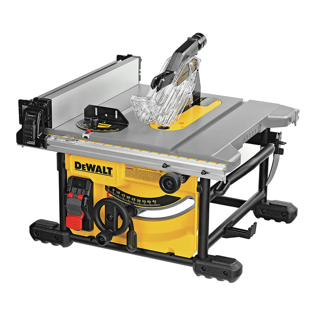 DEWALT DWE7485+DW7451+DWA181440 8-1/4 in. Compact Jobsite Table Saw with Stand and Blade