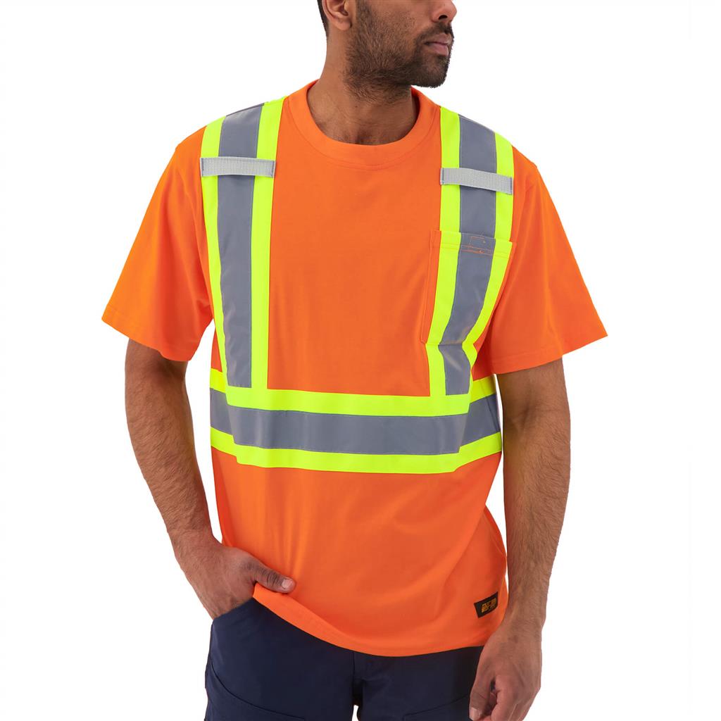 DuraDrive Men's Orange Hi-Vis Short Sleeve Cotton Safety T-Shirt