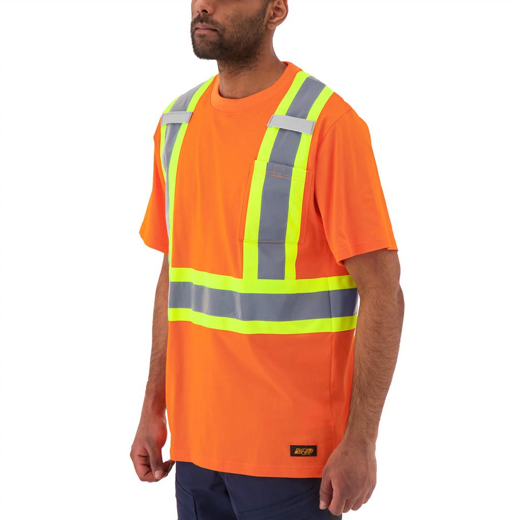 DuraDrive Men's Orange Hi-Vis Short Sleeve Cotton Safety T-Shirt