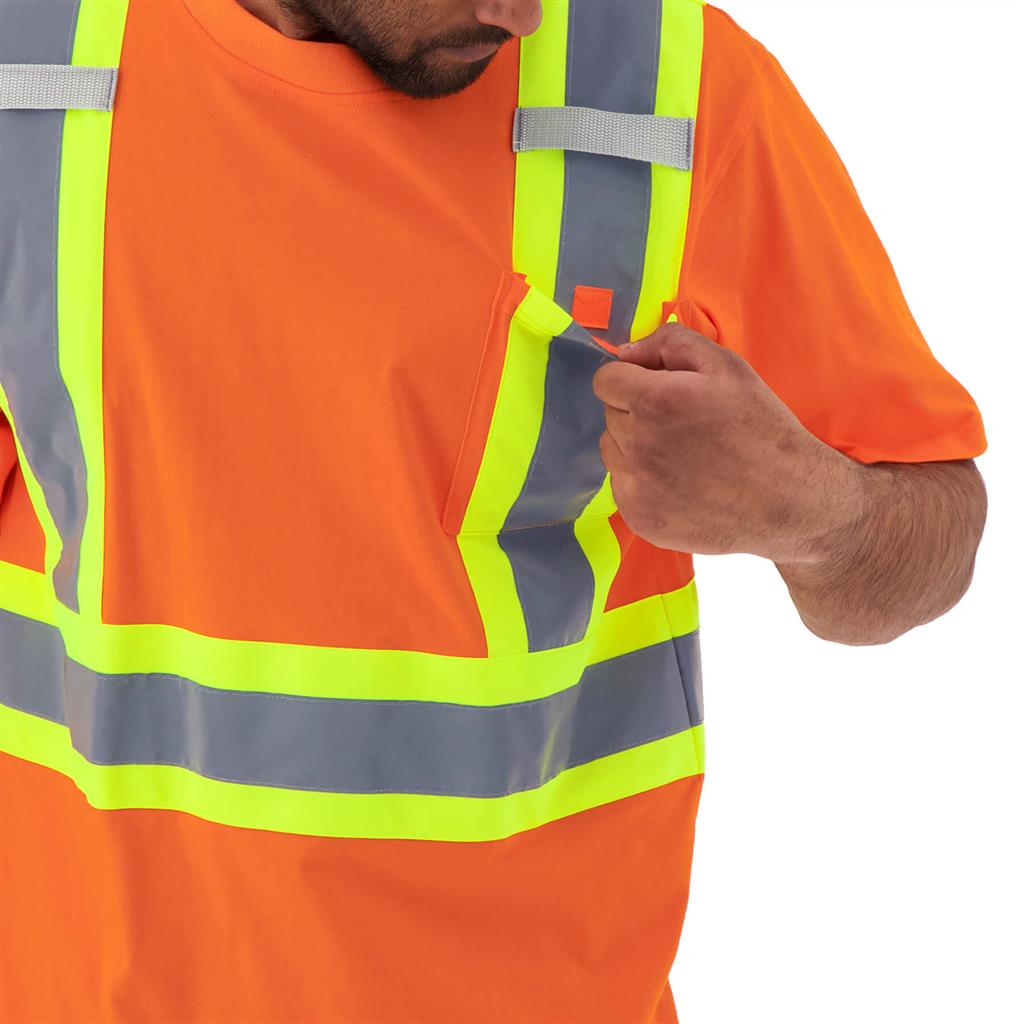 DuraDrive Men's Orange Hi-Vis Short Sleeve Cotton Safety T-Shirt