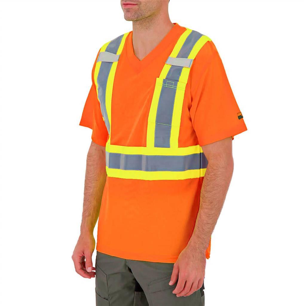 DuraDrive Men's Orange Hi-Vis Cooling Mesh Short Sleeve Safety T-Shirt