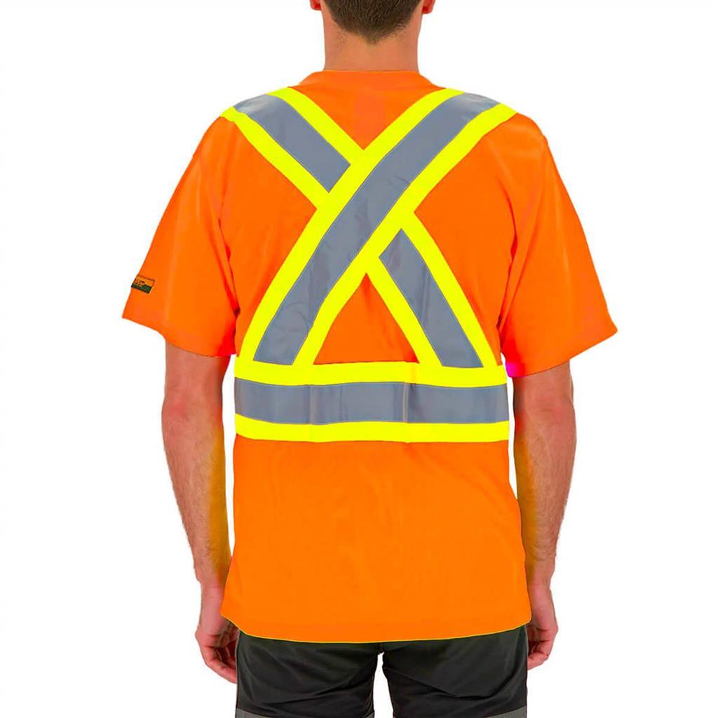 DuraDrive Men's Orange Hi-Vis Cooling Mesh Short Sleeve Safety T-Shirt