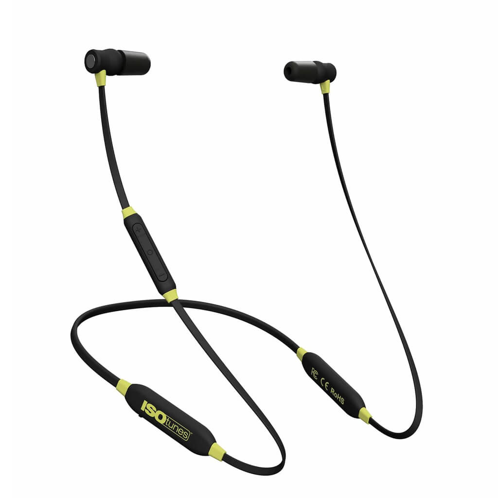 ISOtunes IT-02 XTRA Yellow Black 27 dB NRR Bluetooth Noise-Isolating Earbuds