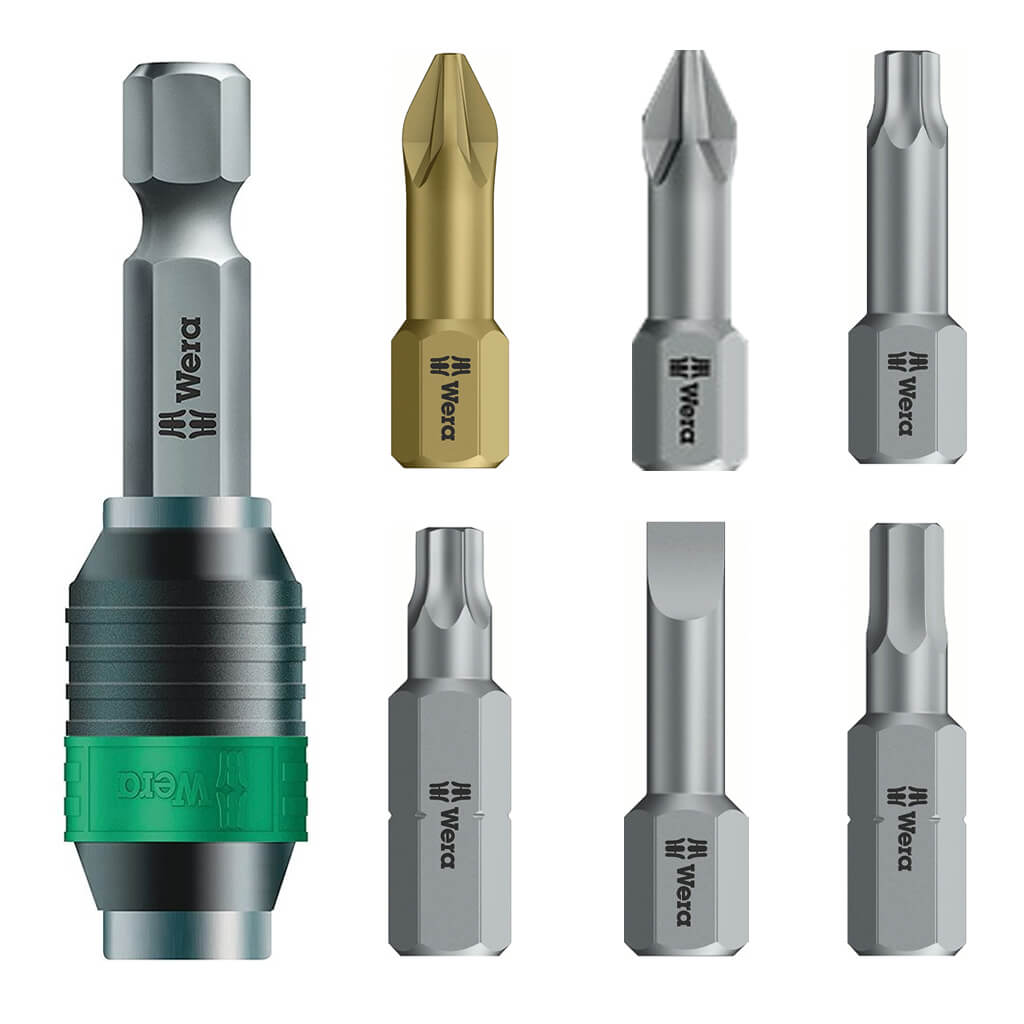 Wera 05056440001 Bit-Check 30 Universal 1 Rapidaptor Bit holder and Bit Set (30-Piece)