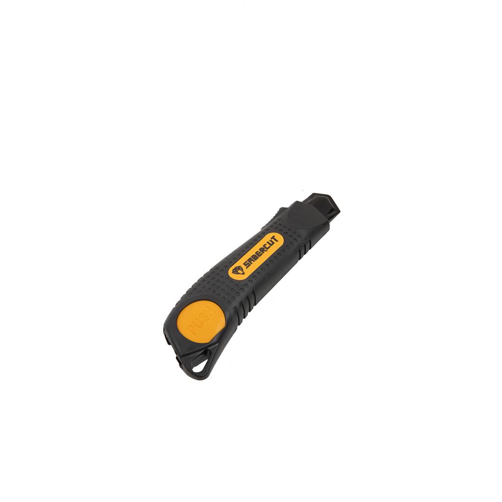 SABERCUT RUBBER CUSHION GRIP WHEEL LOCK UTILITY KNIFE 25MM