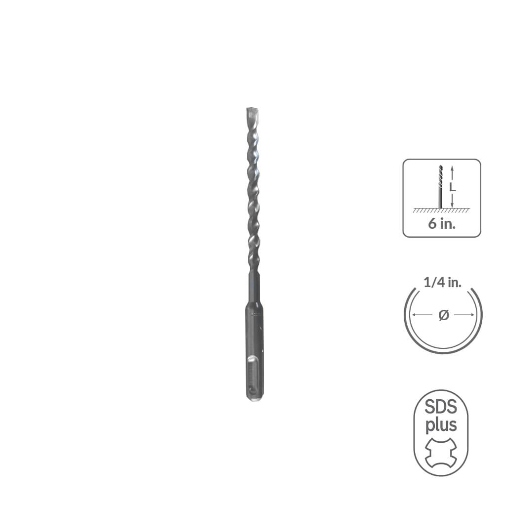 SABERCUT 1/4 in. x 6 in. SDS PLUS 2-Cutter Carbide Tip Concrete Drill Bit