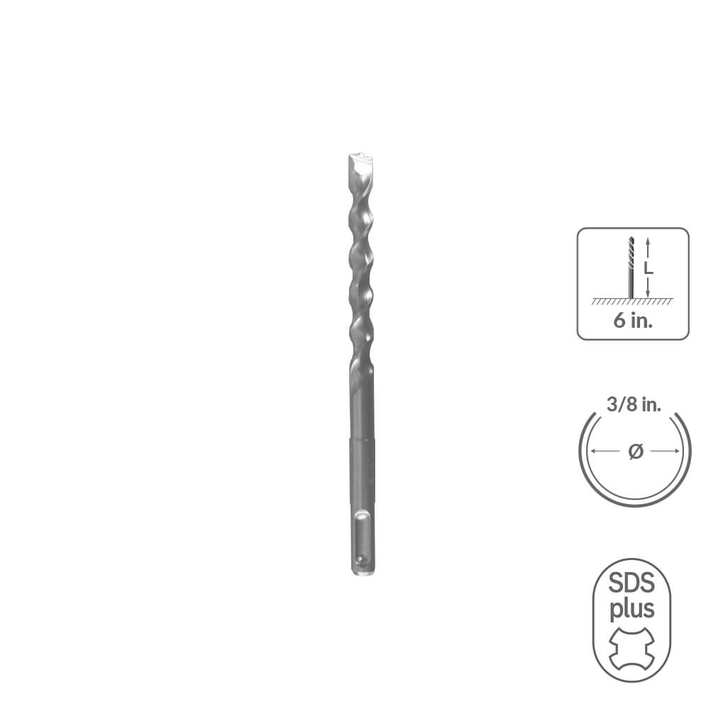 SABERCUT 3/8 in. x 6 in. SDS PLUS 2-Cutter Carbide Tip Concrete Drill Bit