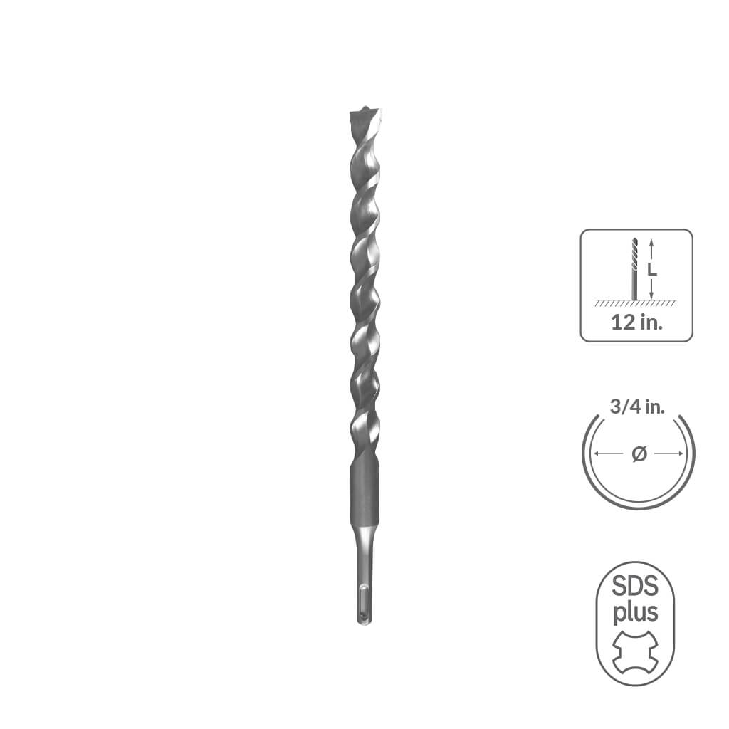 SABERCUT 3/4 in. x 12 in. SDS PLUS 2-Cutter Carbide Tip Concrete Drill Bit