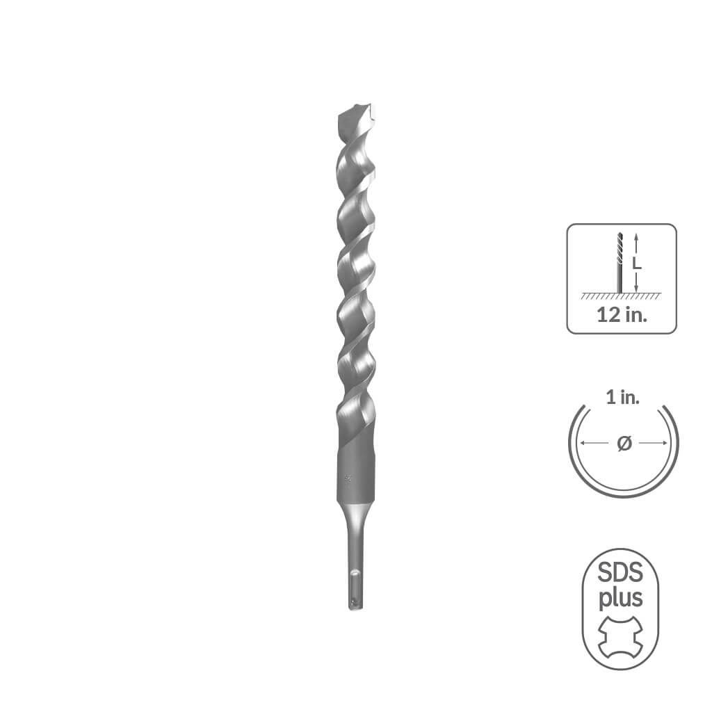 SABERCUT 1 in. x 12 in. SDS PLUS 2-Cutter Carbide Tip Concrete Drill Bit