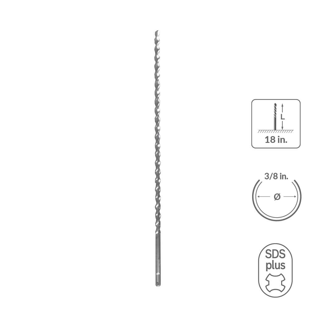 SABERCUT 3/8 in. x 18 in. SDS PLUS 2-Cutter Carbide Tip Concrete Drill Bit