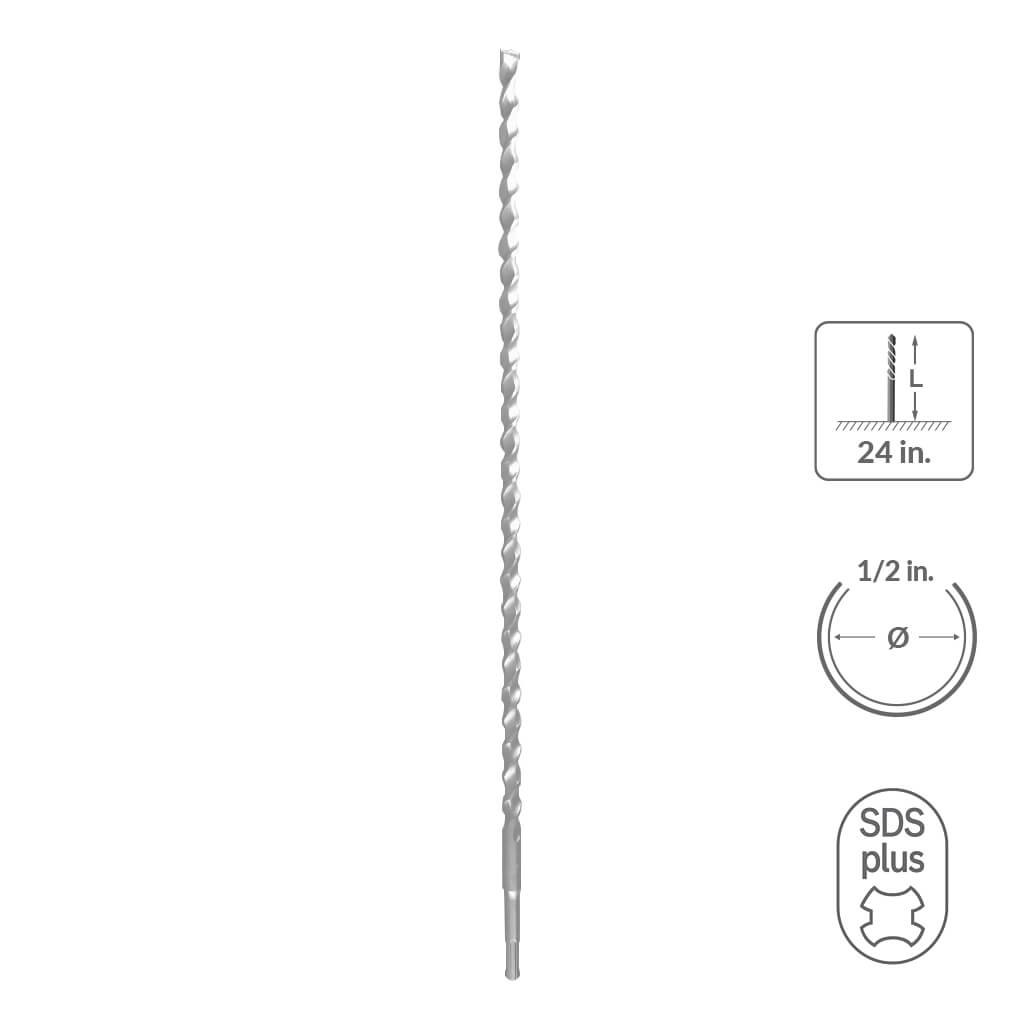 SABERCUT 1/2 in. x 24 in.SDS PLUS 2-Cutter Carbide Tip Concrete Drill Bit