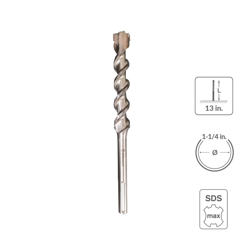 SABERCUT 1-1/4 in. x 13 in. SDS MAX 6-Cutter Carbide Tip Concrete & Rebar Hammer Drill Bit