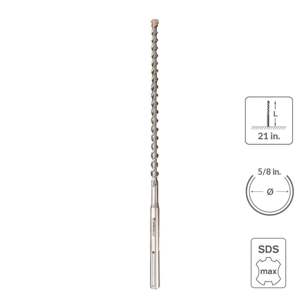 SABERCUT 5/8 in. x 21 in. SDS MAX 6-Cutter Carbide Tip Concrete & Rebar Hammer Drill Bit