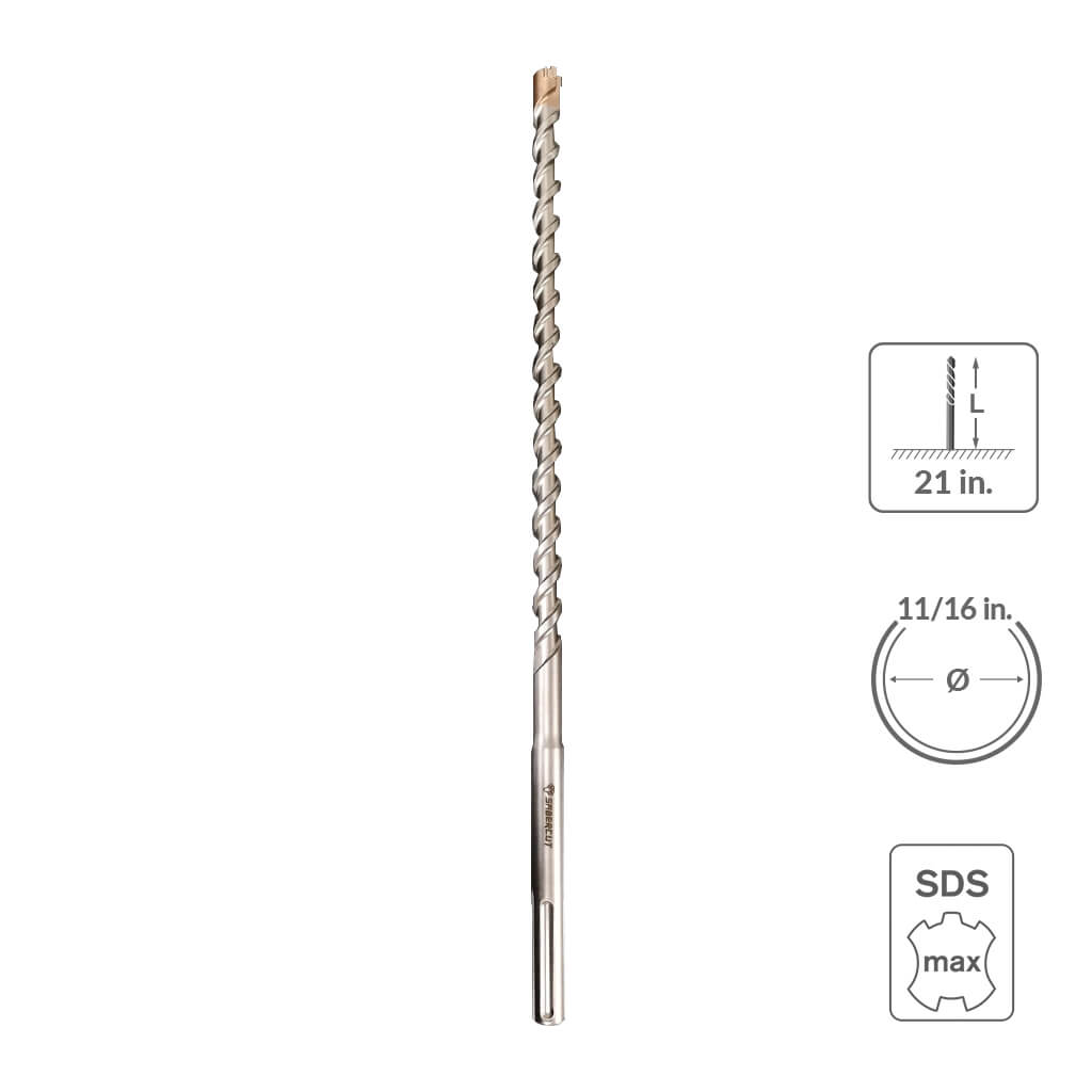 SABERCUT 11/16 in. x 21 in. SDS MAX 6-Cutter Carbide Tip Concrete & Rebar Hammer Drill Bit