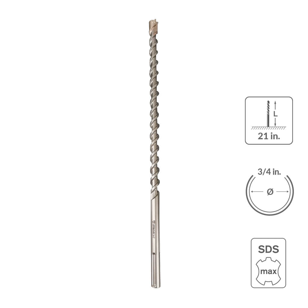 SABERCUT 3/4 in. x 21 in. SDS MAX 6-Cutter Carbide Tip Concrete & Rebar Hammer Drill Bit