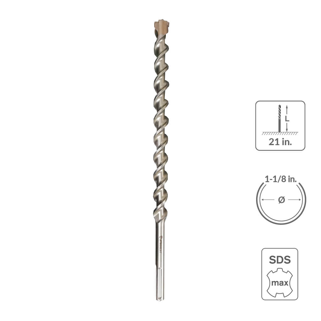 SABERCUT  1-1/8 in. x 21 in. SDS MAX 6-Cutter Carbide Tip Concrete & Rebar Hammer Drill Bit