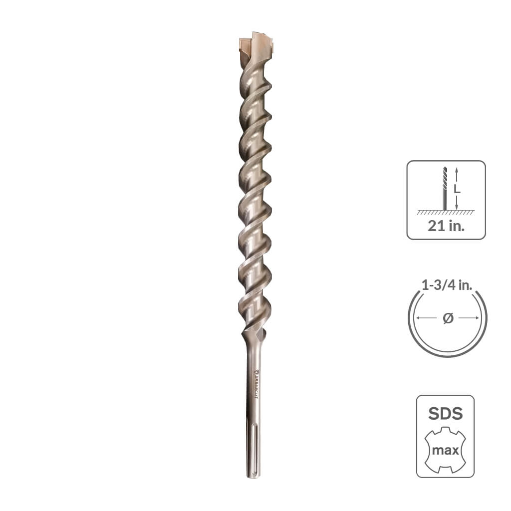 SABERCUT  1-3/4 in. x 21 in. SDS MAX 6-Cutter Carbide Tip Concrete & Rebar Hammer Drill Bit