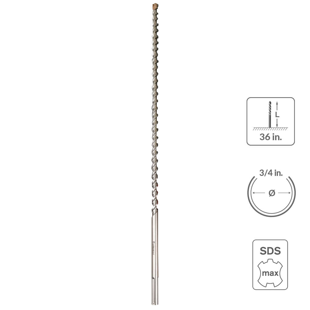 SABERCUT 3/4 in. x 36 in. SDS MAX 6-Cutter Carbide Tip Concrete & Rebar Hammer Drill Bit