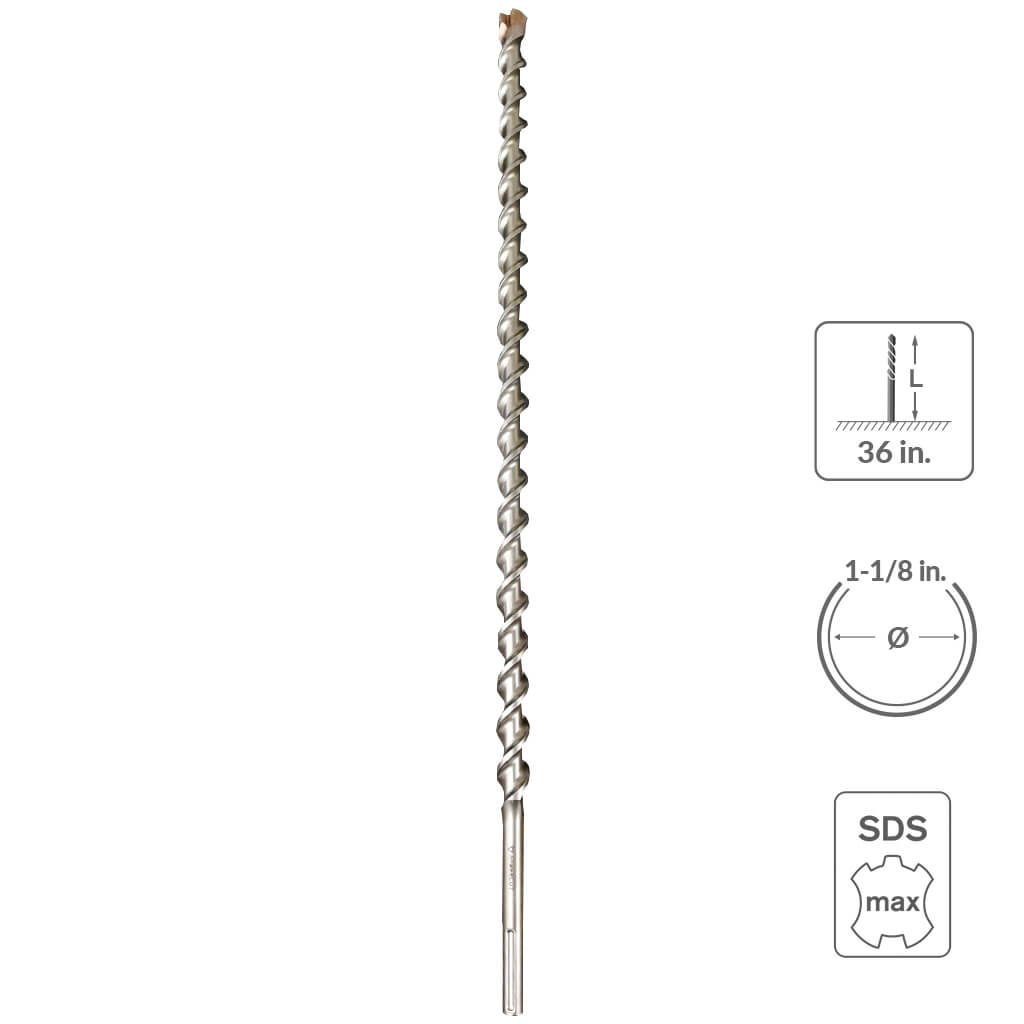 SABERCUT  1-1/8 in. x 36 in. SDS MAX 6-Cutter Carbide Tip Concrete & Rebar Hammer Drill Bit