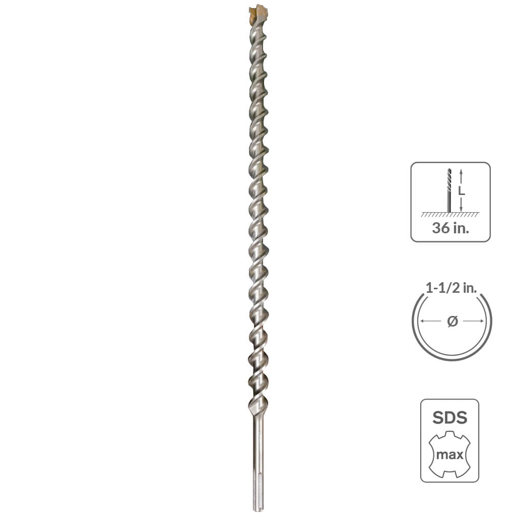 SABERCUT  1-1/2 in. x 36 in. SDS MAX 6-Cutter Carbide Tip Concrete & Rebar Hammer Drill Bit