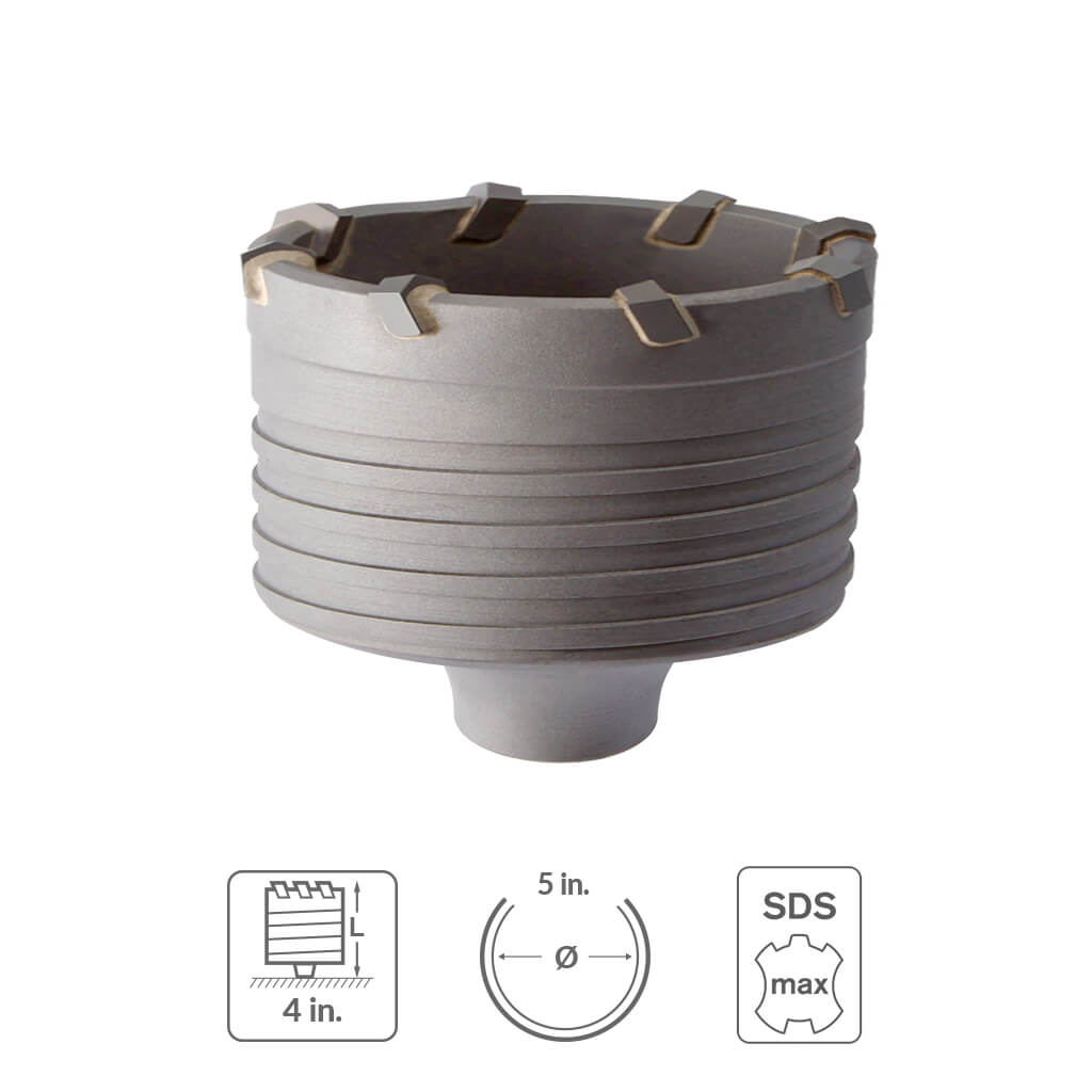 SABERCUT  5 in. x 4 in. SDS MAX Carbide Core Bit Cup (Part 1 of 3)