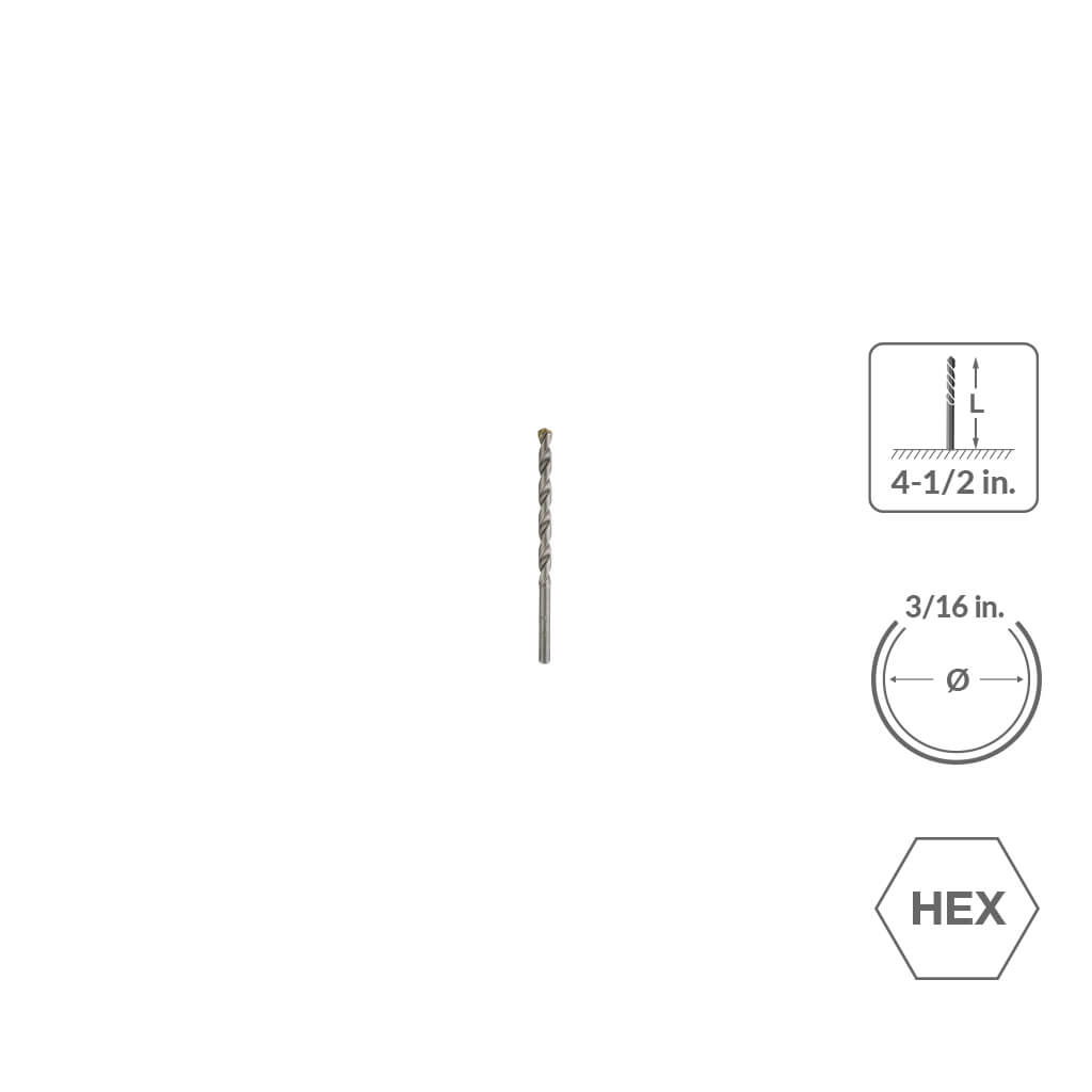 SABERCUT 3/16 in. x 4-1/2 in. Carbide Concrete Anchor Tapper Drill Bit