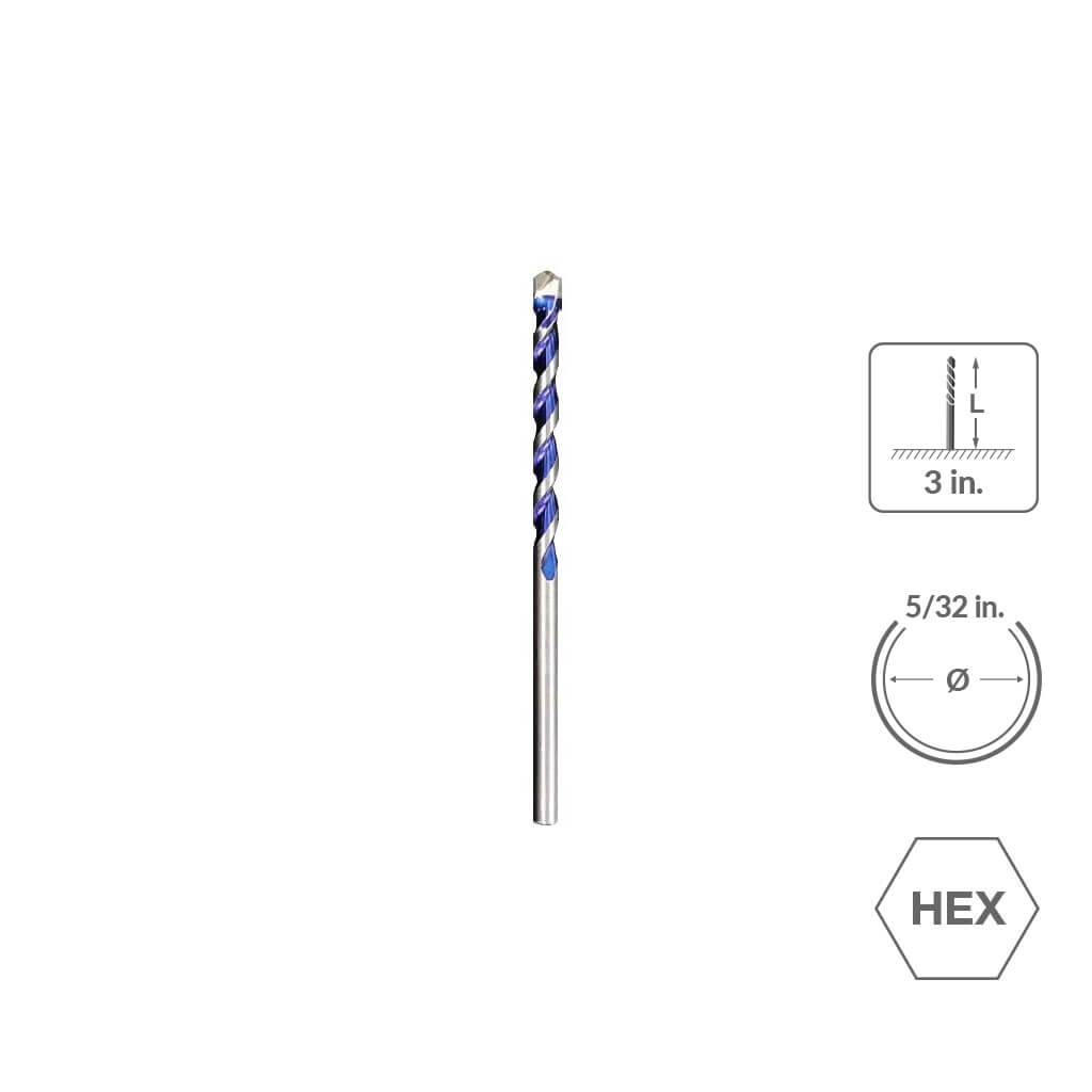 SABERCUT 5/32 in. x 3 in. 4-Cutter MultiMaterial Drill Bit