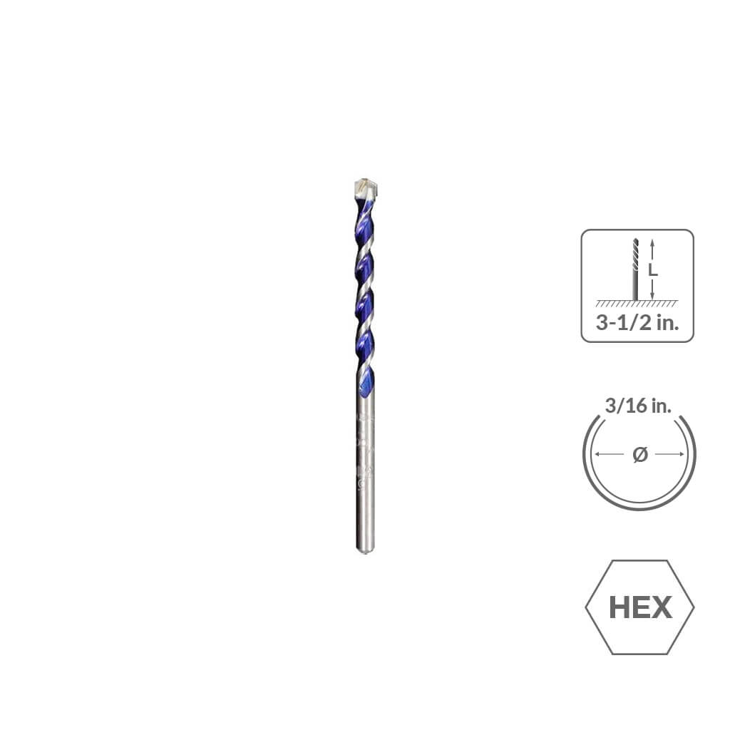 SABERCUT 3/16 in. x 3-1/2 in. 4-Cutter MultiMaterial Drill Bit