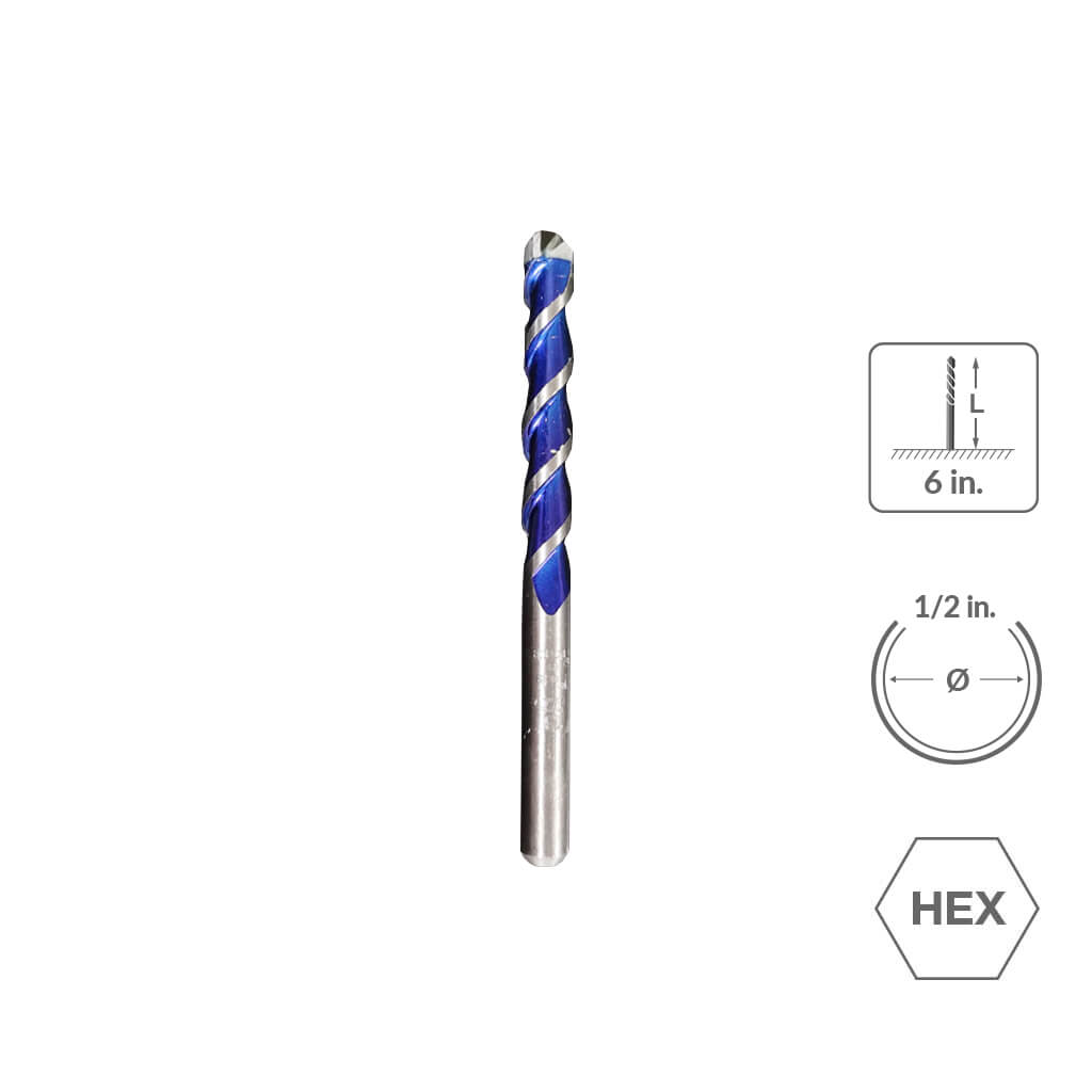 SABERCUT 1/2 in. x 6 in. 4-Cutter MultiMaterial Drill Bit