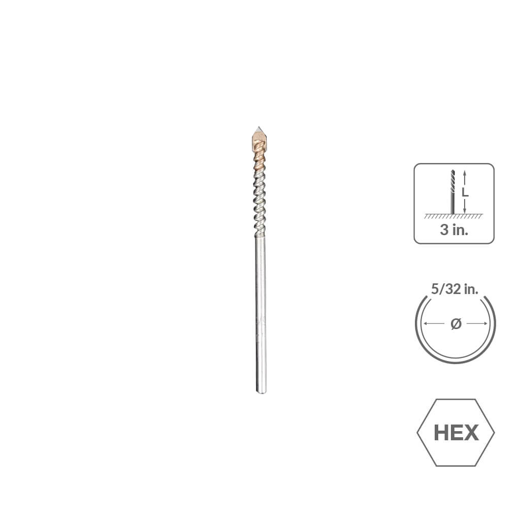 SABERCUT 5/32 in. x 3 in. 4-Cutter Glass and Tile Drill Bit