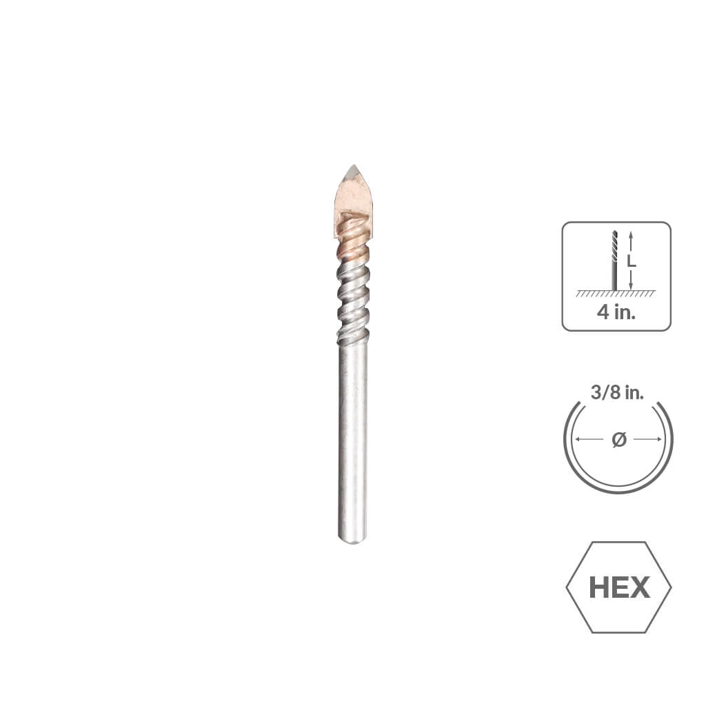 SABERCUT 3/8 in. x 4 in. 4-Cutter Glass and Tile Drill Bit