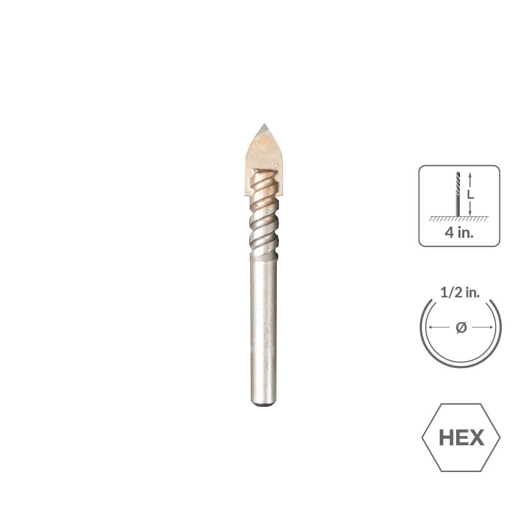 SABERCUT 1/2 in. x 4 in. 4-Cutter Glass and Tile Drill Bit