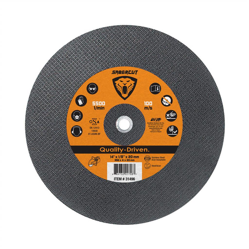 SABERCUT 14 in. x 1/8 in. x 20 mm Type 1  Abrasive Metal Cutting Cut-Off Blade