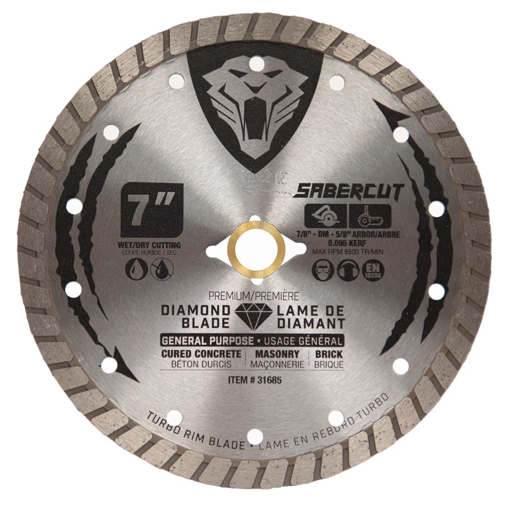 SABERCUT 7 in. General Purpose Cured Concrete, Brick & Masonry TURBO Diamond Blade