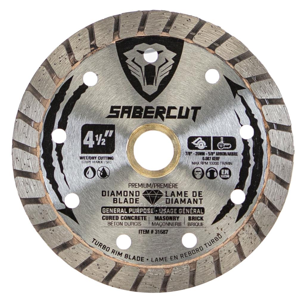 SABERCUT 4-1/2 in. General Purpose Cured Concrete, Brick & Masonry TURBO Diamond Blade